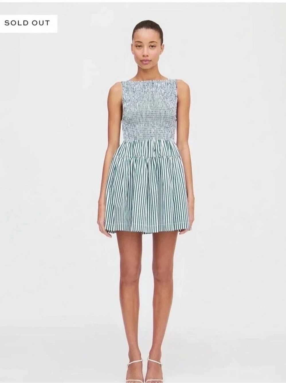 Hill House Home Cosima Dress Striped Mini Dress Green & White Medium